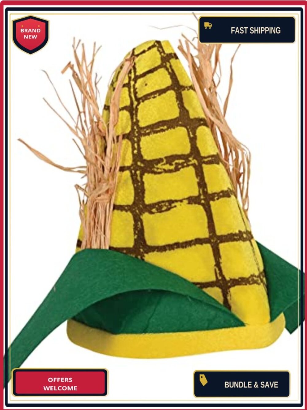 Plush Corn Cob Hat One Size Unisex Fall Halloween Costume Party